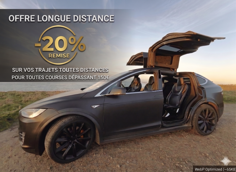 Alternative premium taxi aéroport Brest Guipavas en Tesla