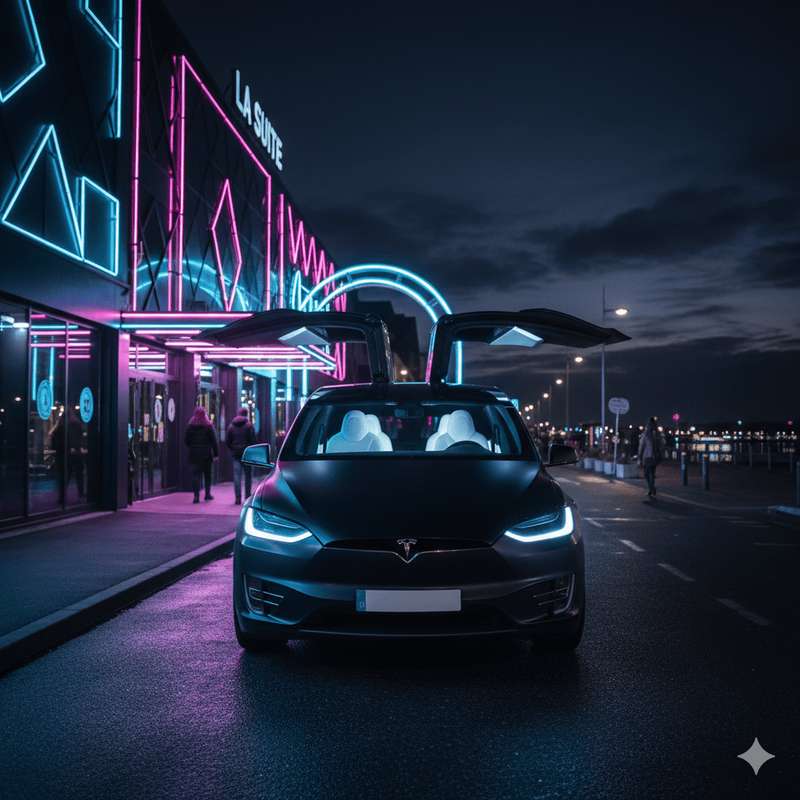 Quelle fourchette de tarifs pour un transfert aéroport privé en Tesla entre Morlaix centre-ville et Brest aéroport ?